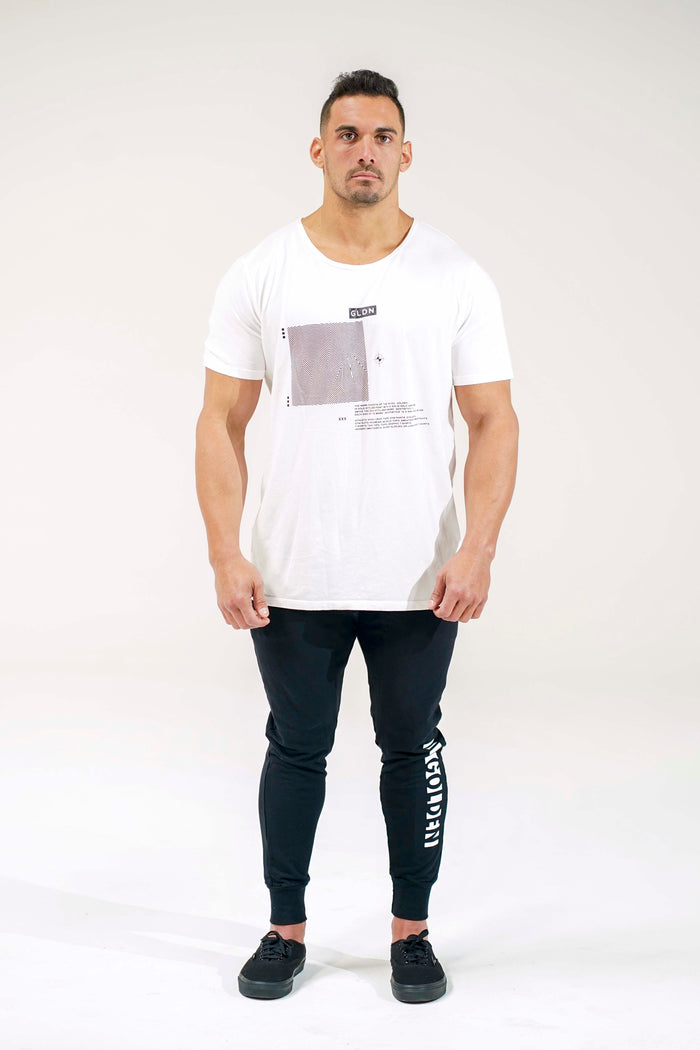 White/Black GLDN Scoop Neck T-Shirt