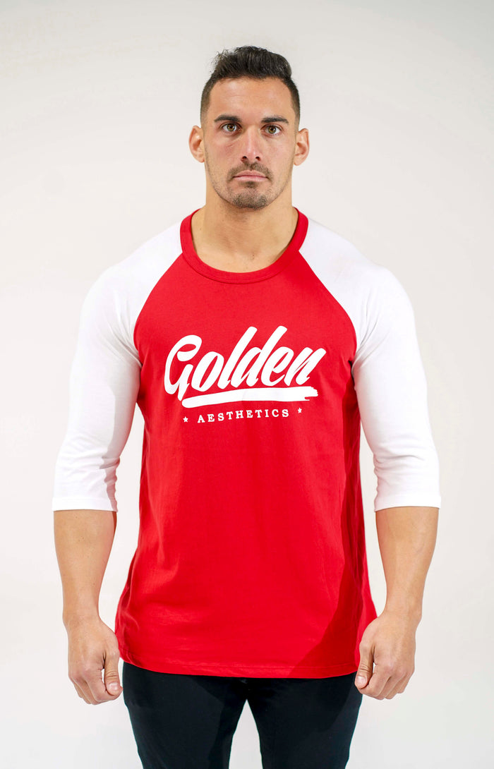 Red / White Golden  3/4 Sleeve